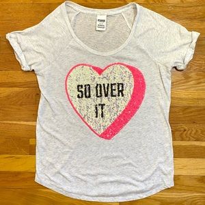 Victoria’s Secret PINK "So Over It" Sequin Heart Tee